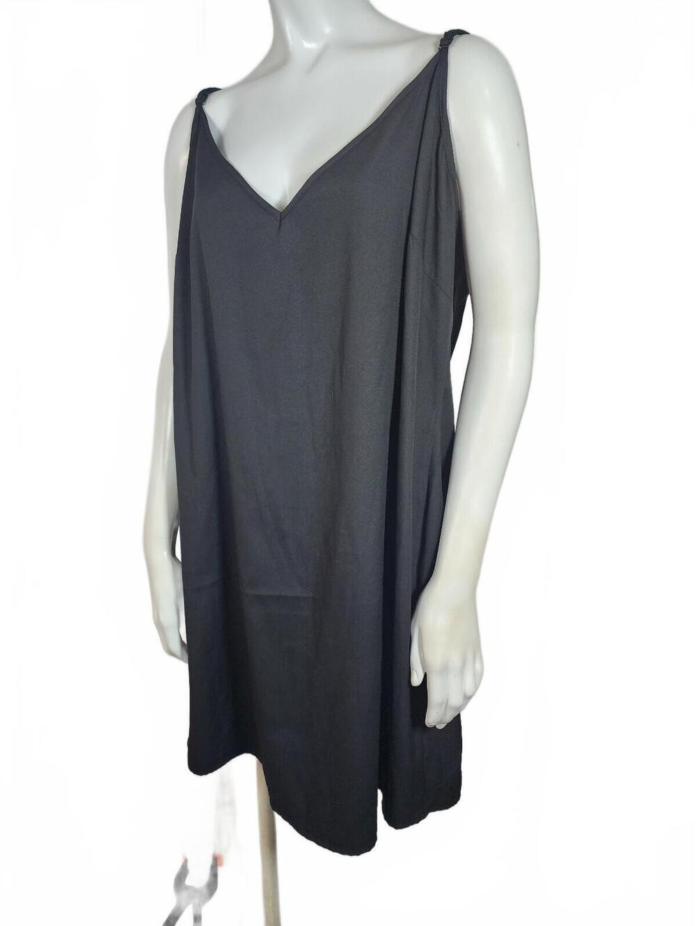 ASOS Black Sleeveless V-Neck Slip Dress Size US 14